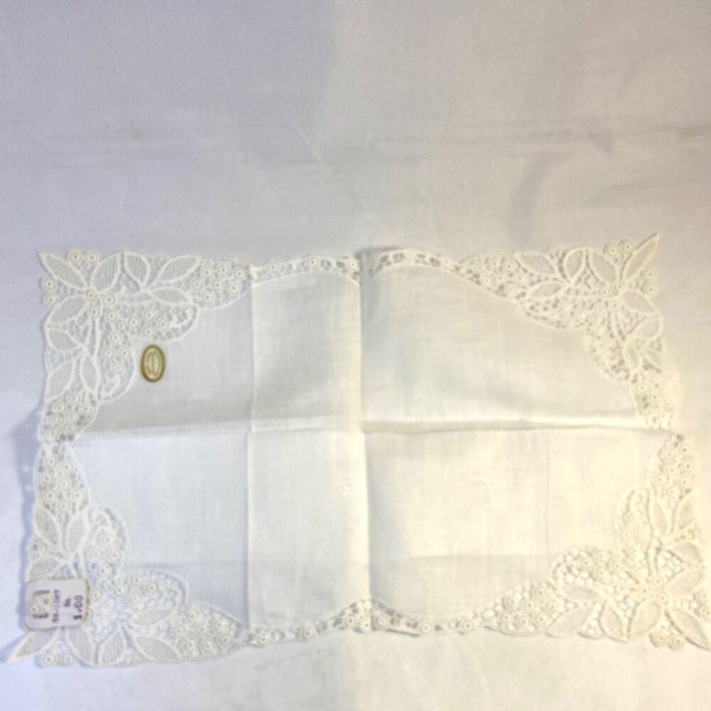 #6006 All White Lace Wedding Handkerchief